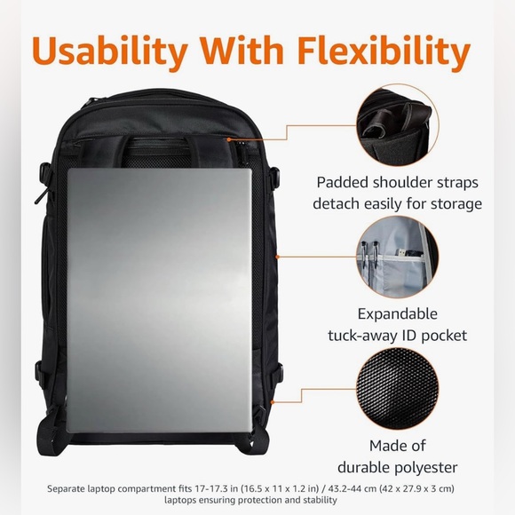 Amazon Basics Carry-On Travel Backpack LIKE NEW!!!!! - Picture 10 of 14